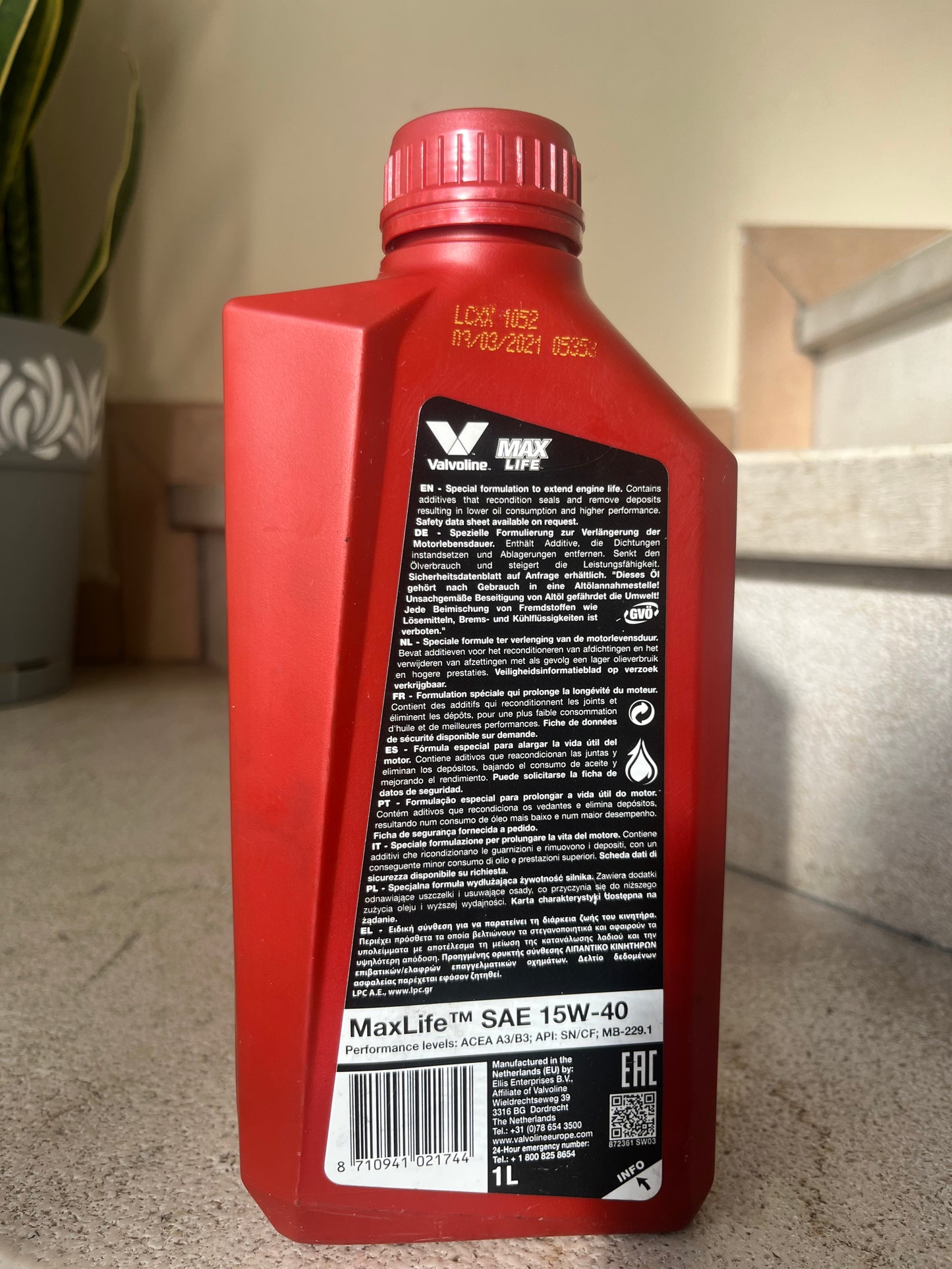 Olio Valvoline 15W-40 synthetic